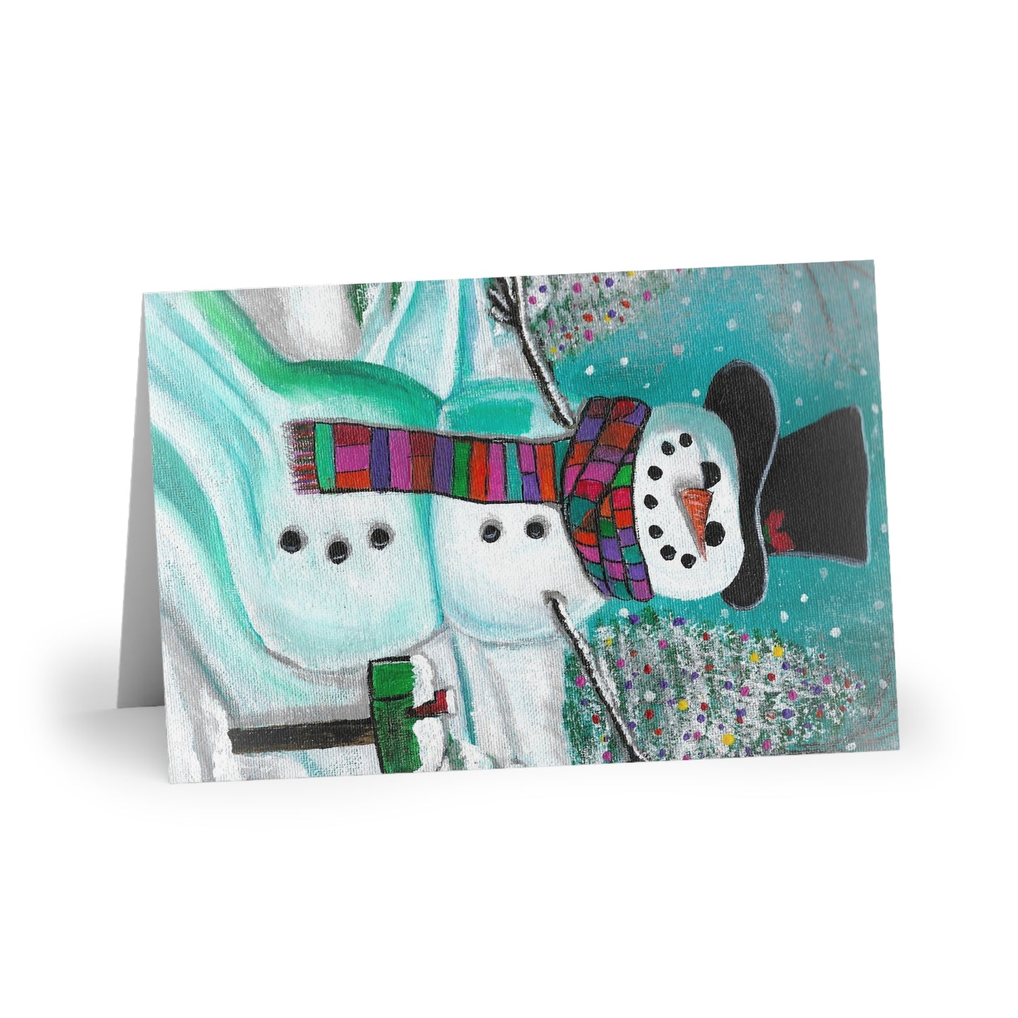 Festive Snowman Greeting Cards - 1 or 10-Piece Set