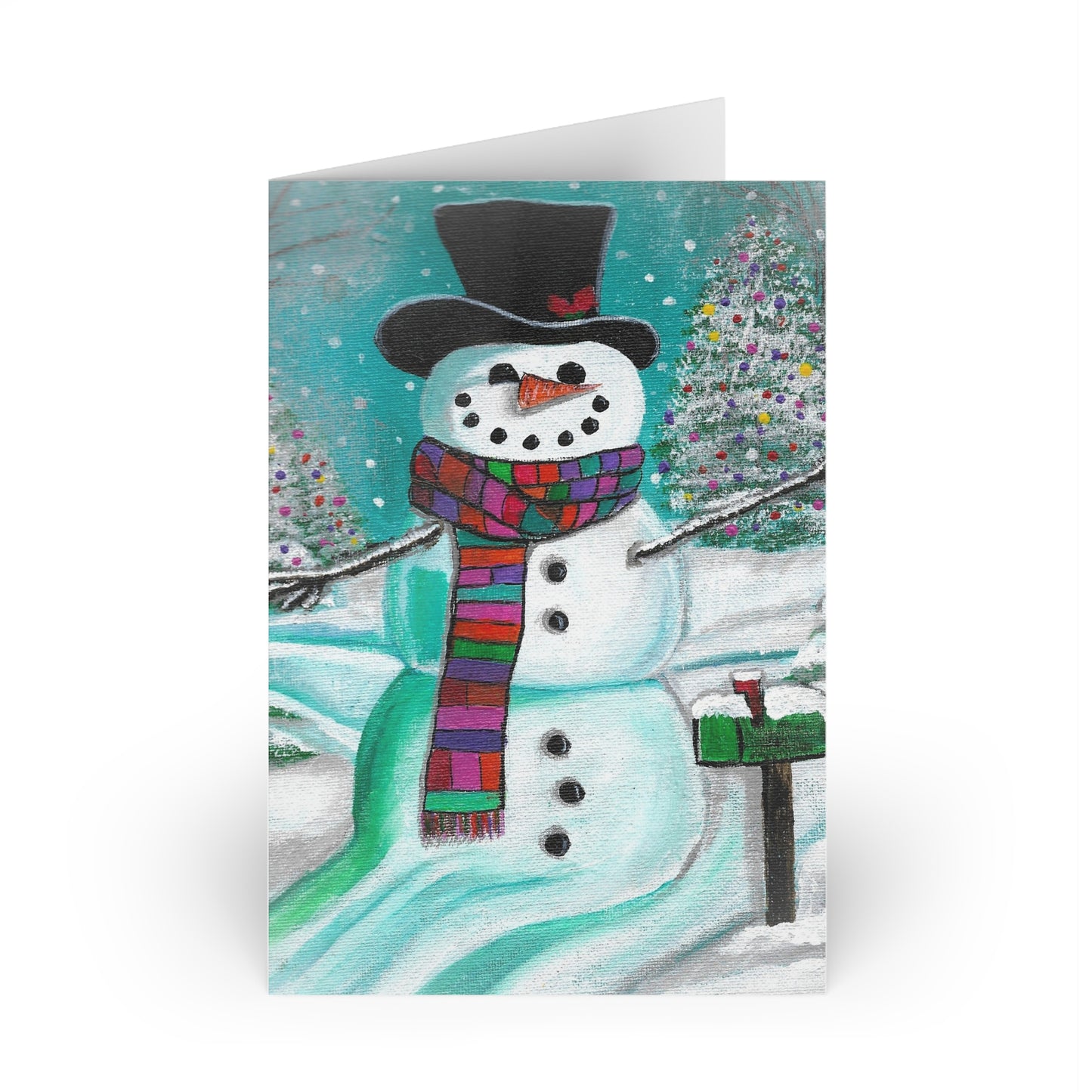 Festive Snowman Greeting Cards - 1 or 10-Piece Set