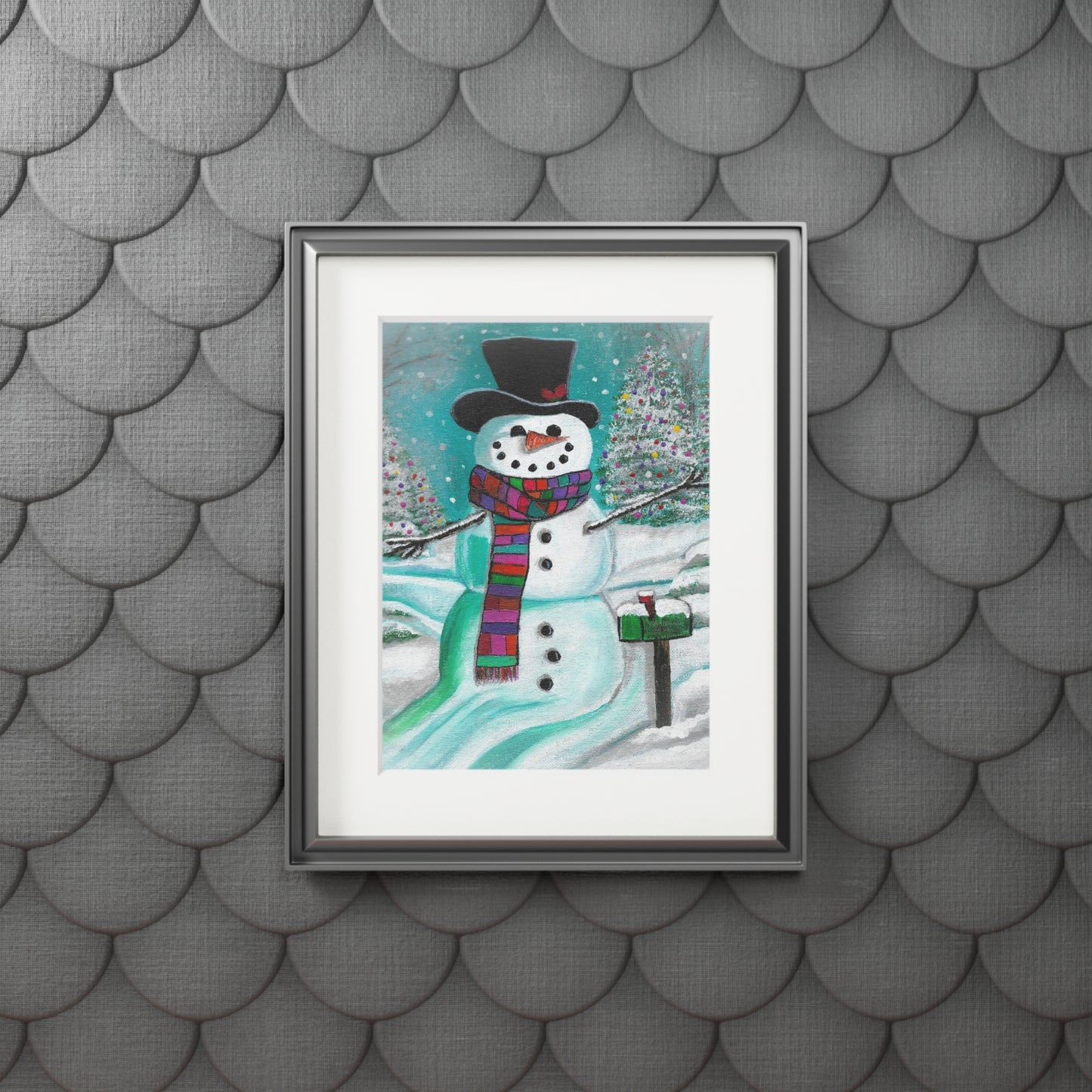 Charming Snowman Fine Art Print - Festive Winter Decor