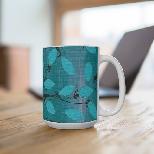 Elegant Leaf Print 15oz Mug - Perfect Gift for Nature Lovers