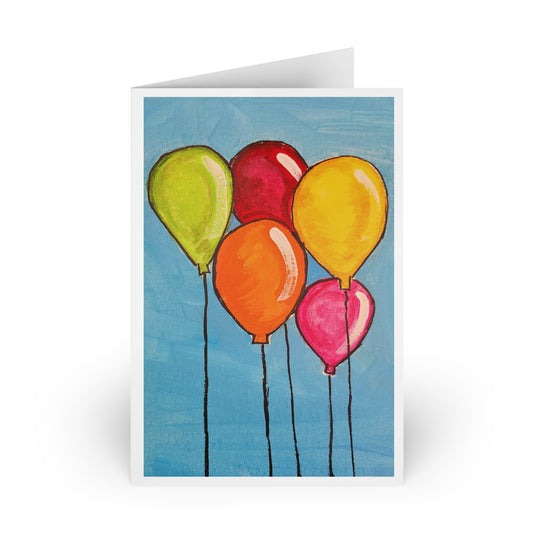 Colorful Balloon Greeting Cards - Set of 1 or 10 - Perfect for Celebrations & Special Occasions