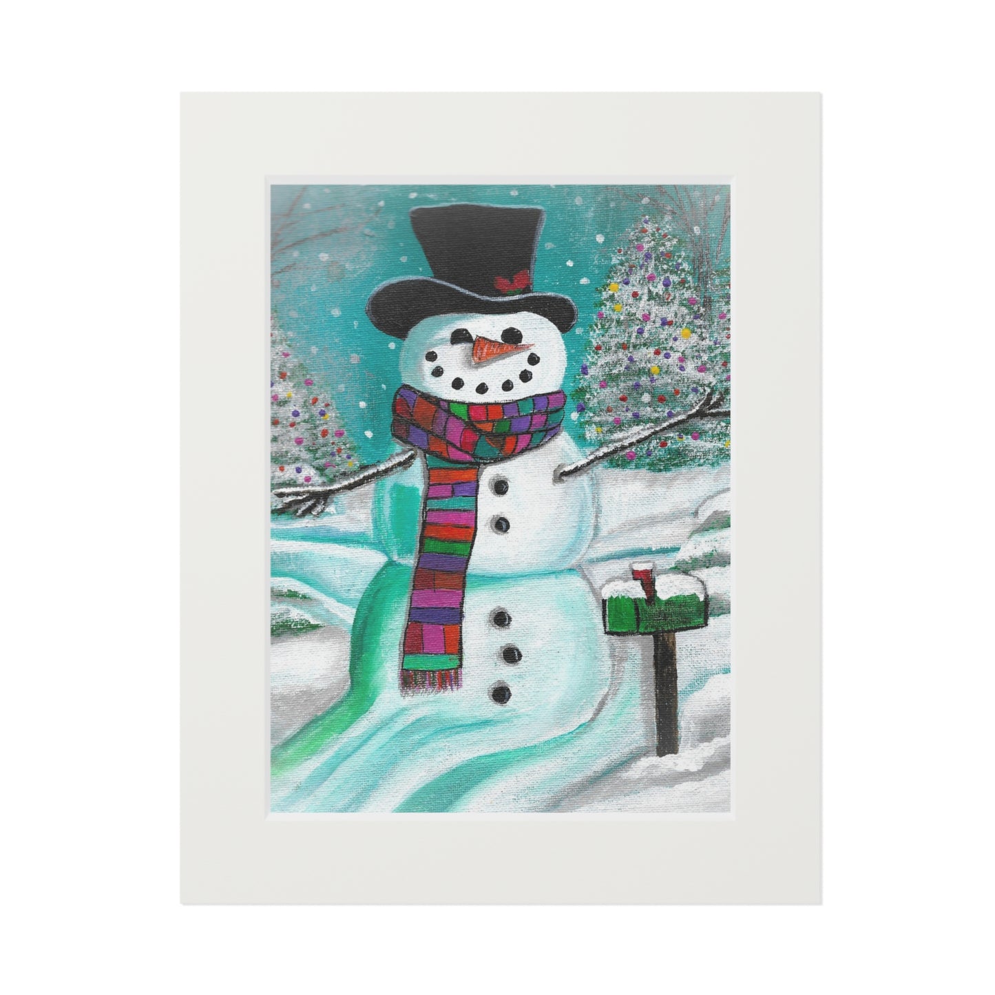 Charming Snowman Fine Art Print - Festive Winter Decor