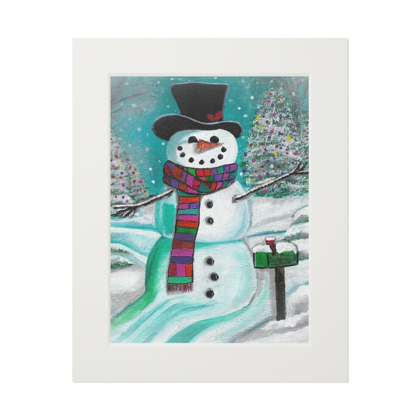 Charming Snowman Fine Art Print - Festive Winter Decor