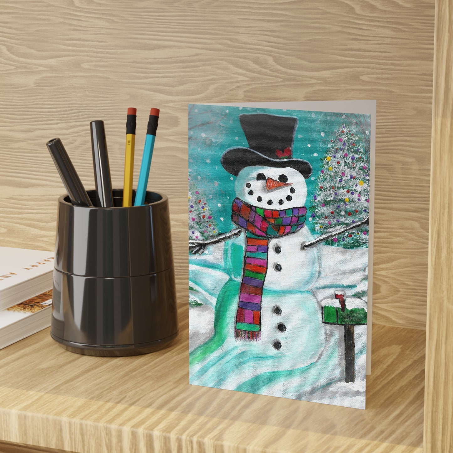 Festive Snowman Greeting Cards - 1 or 10-Piece Set